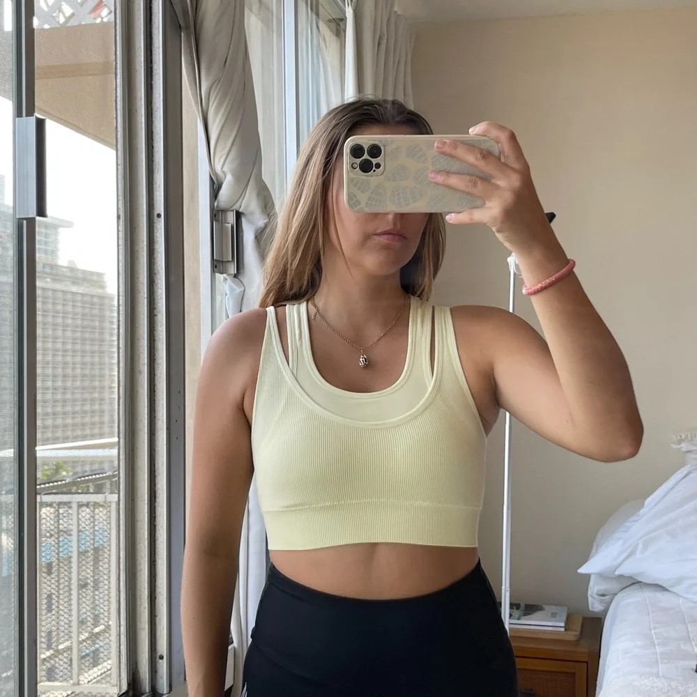 Yellow Ribbed Crop Top - Picture 1 of 4